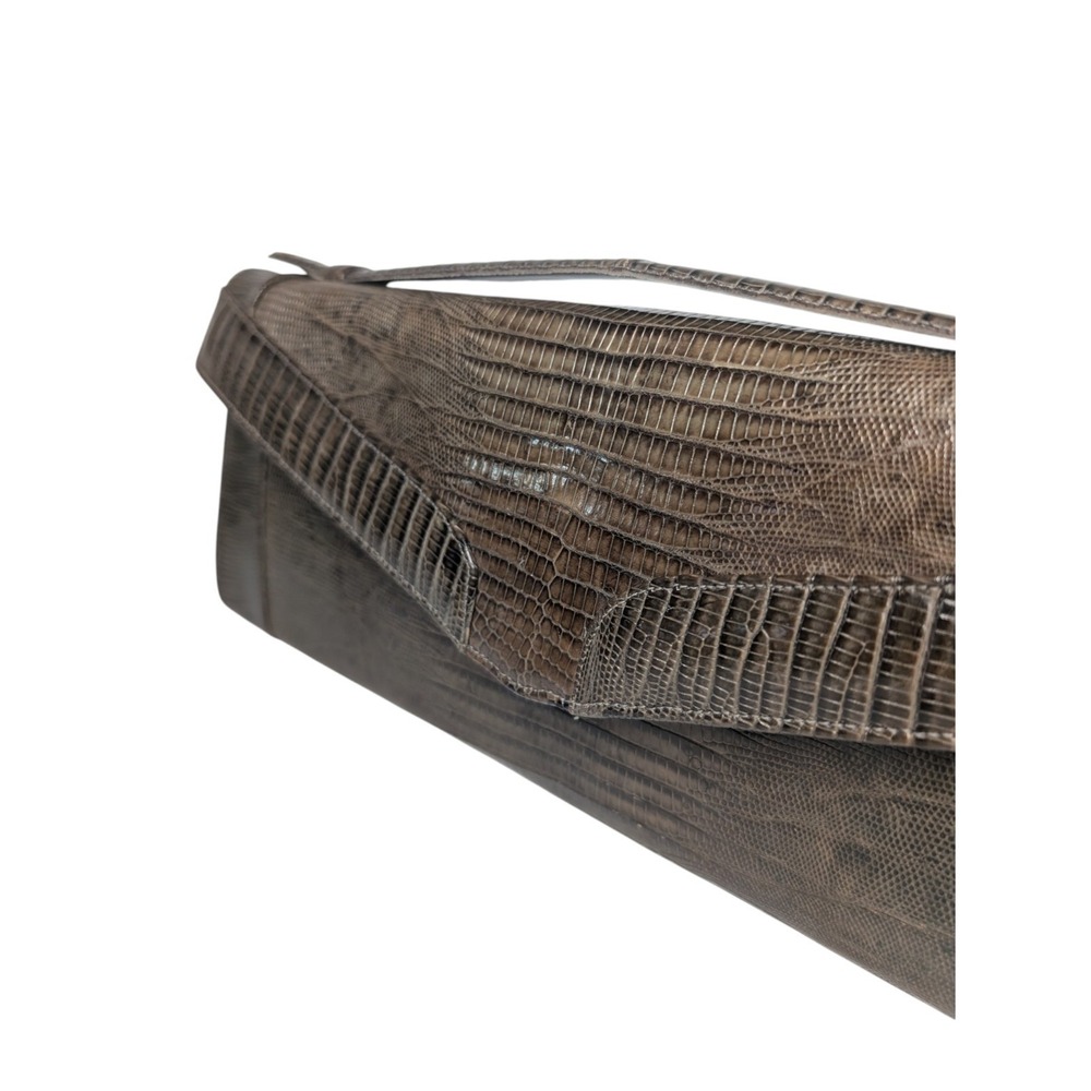 Sydney of California Genuine lizard Leather Envelope Clutch Dk Taupe 1950s